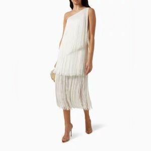 Milly Oaklyn One-shoulder Fringe Midi dress, size 2, NWT